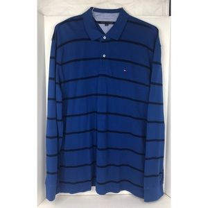 NWT Tommy Hilfiger Blue Stripe Long Sleeve Polo